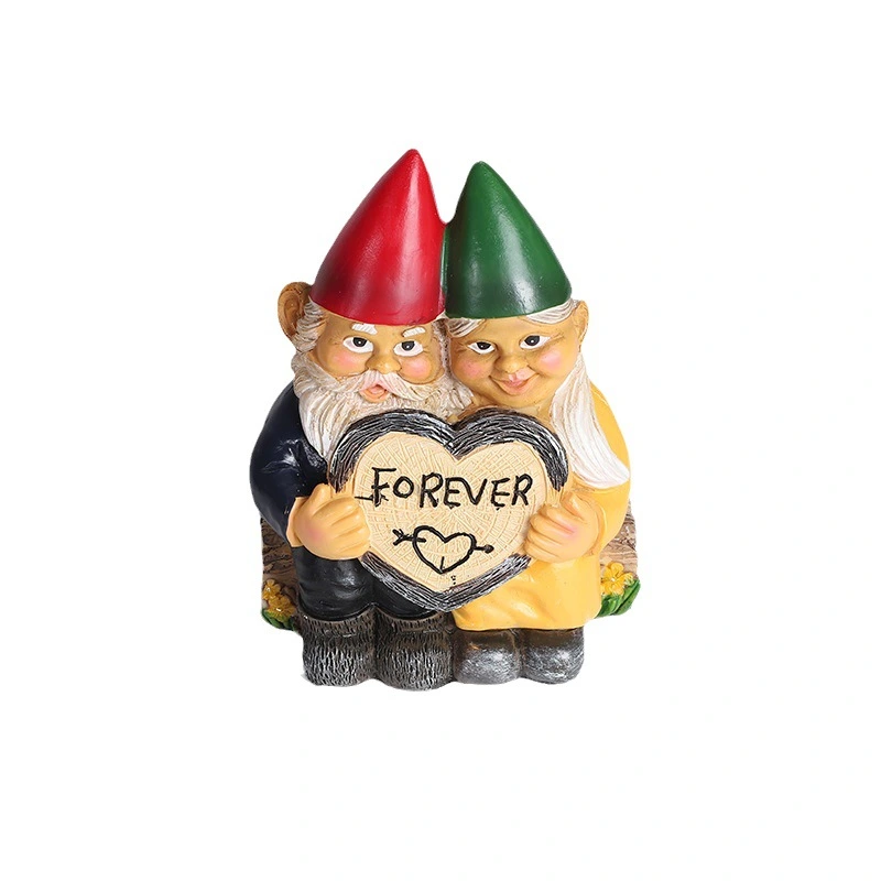 Gnome Couple Garden Ornament Outdoor Resin Dwarf Statue Decoration for Lawn