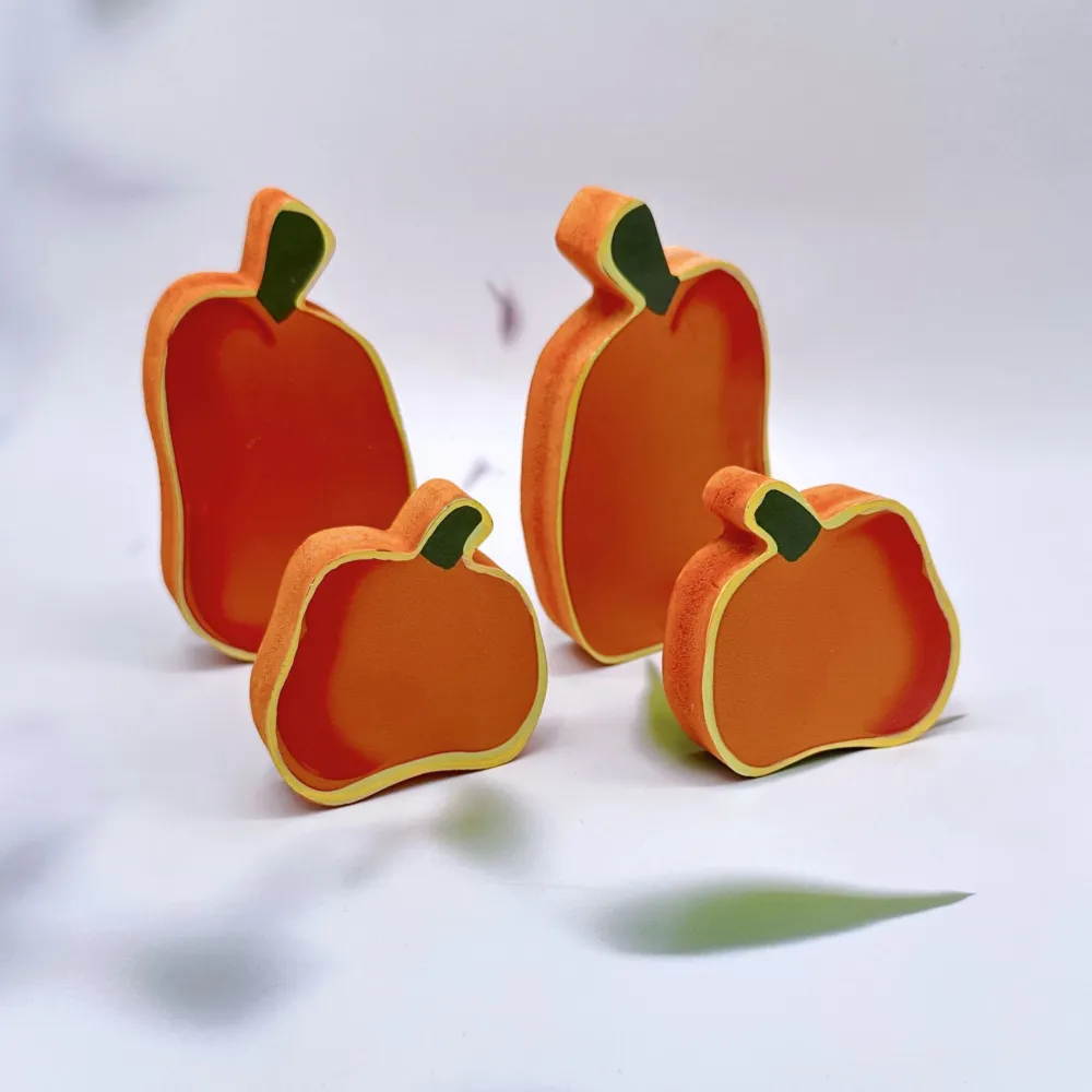 2pcs Desktop Pumpkin Crafts Cutouts DIY Halloween Pumpkin Ornaments Self-standing Pumpkin