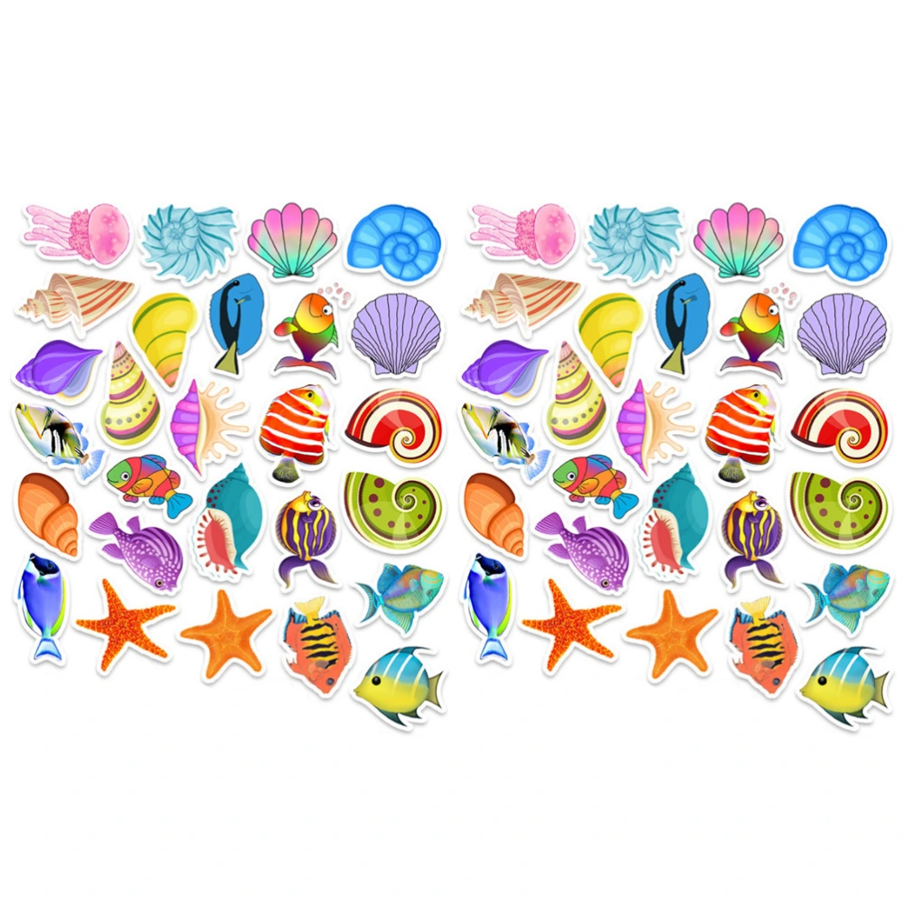 2 Sets Aesthetic Sea Life Stickers Scrapbooking Decorative Decals Ocean Theme Stickers