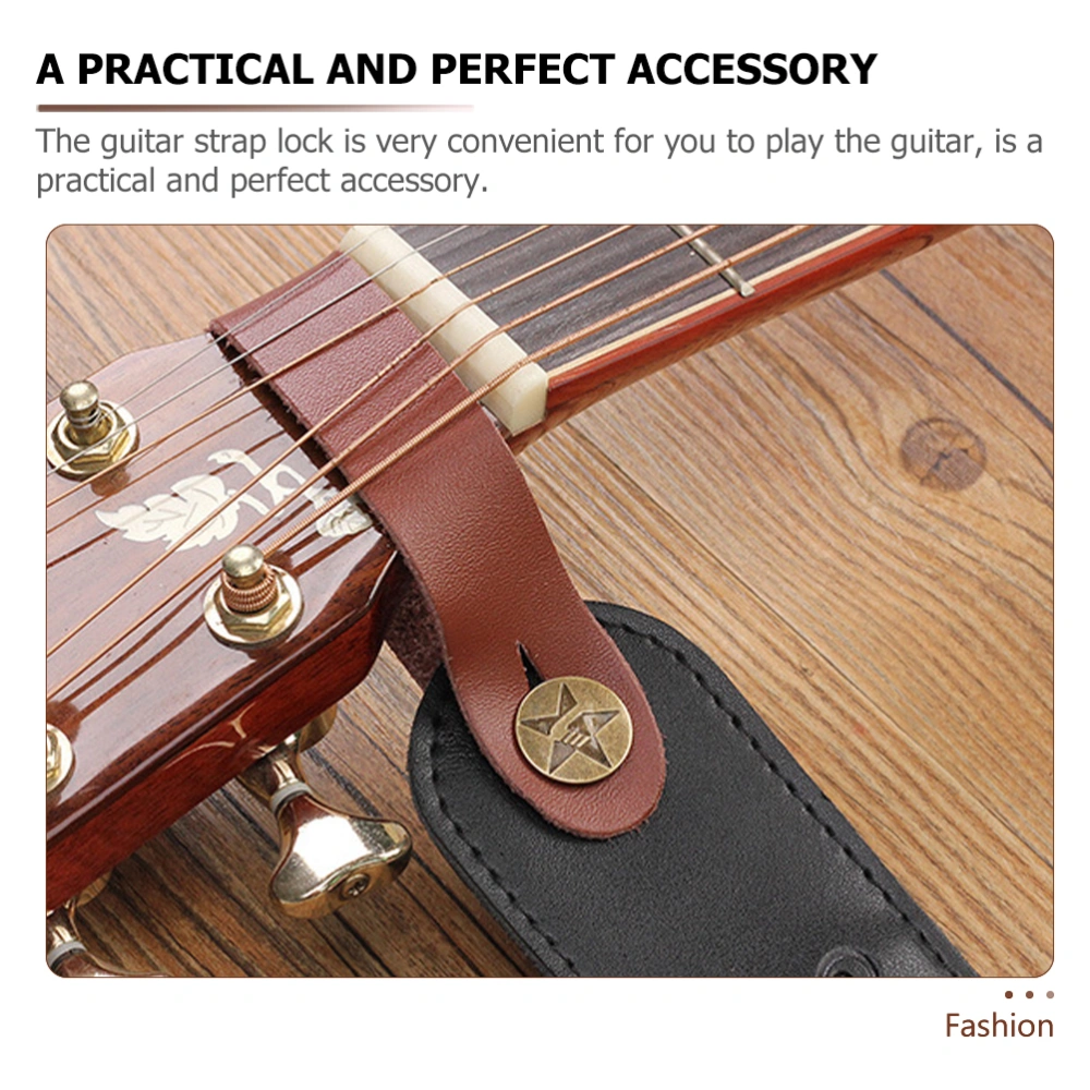 4pcs PU Leather Guitar Neck Strap Creative Guitar Headstock Strap Instrument Supply