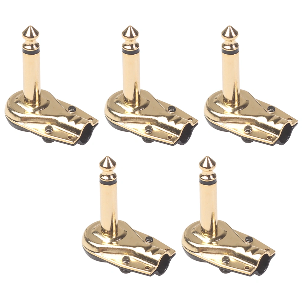 5PCS 6.35mm Interface Effect Pedal Connector Cable Adapter Jack Pedal Board Instrument Connector Accessories for Electric Guitar (Golden)