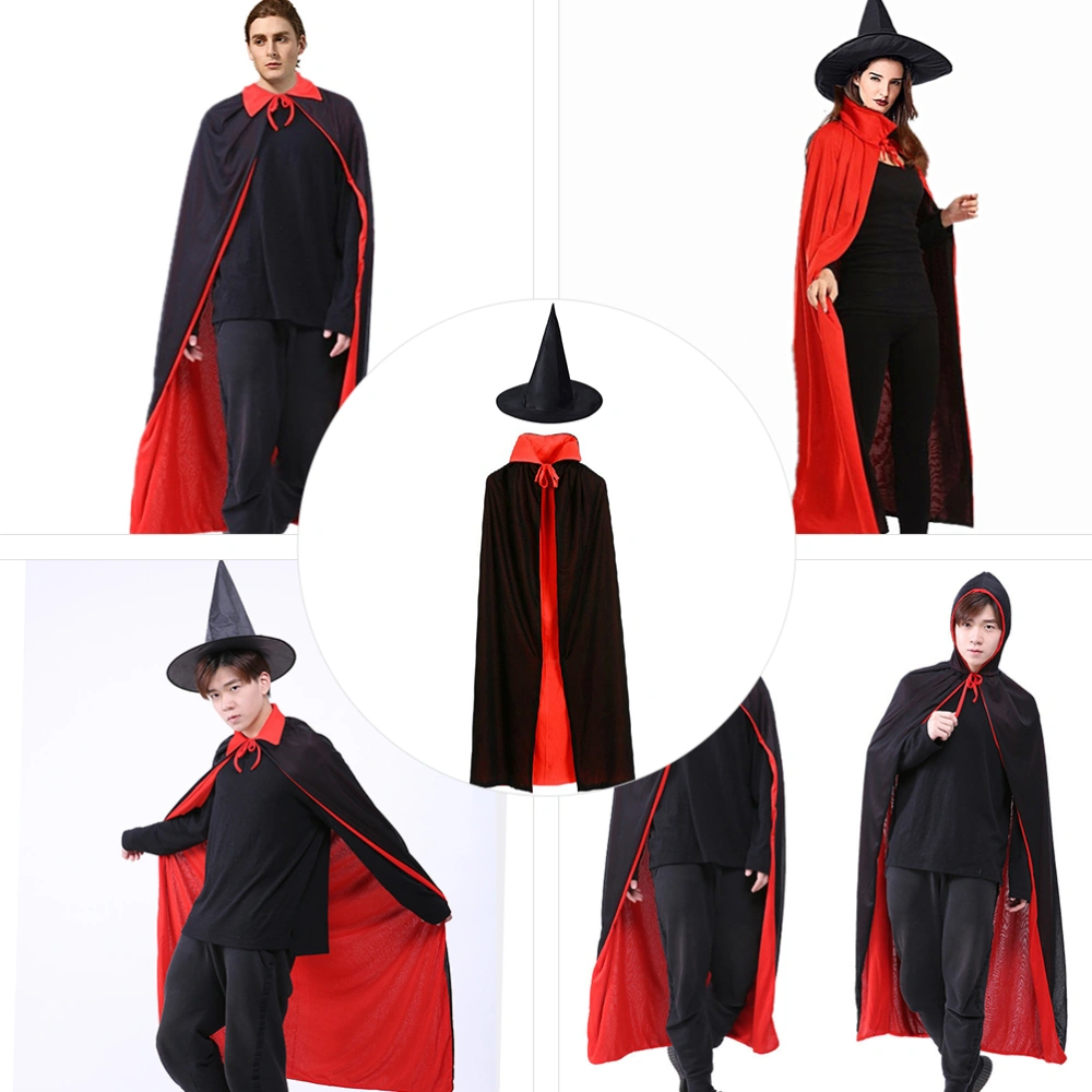 1 Set/2pcs Halloween Cape Costume Cosplay Accessory for Adult (Black, Red)