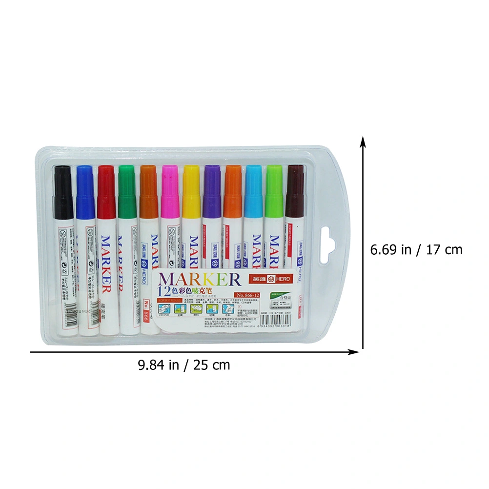 12Pcs Oil Based Paint Marker Children Art Painting Pen Colorful Mark Pens