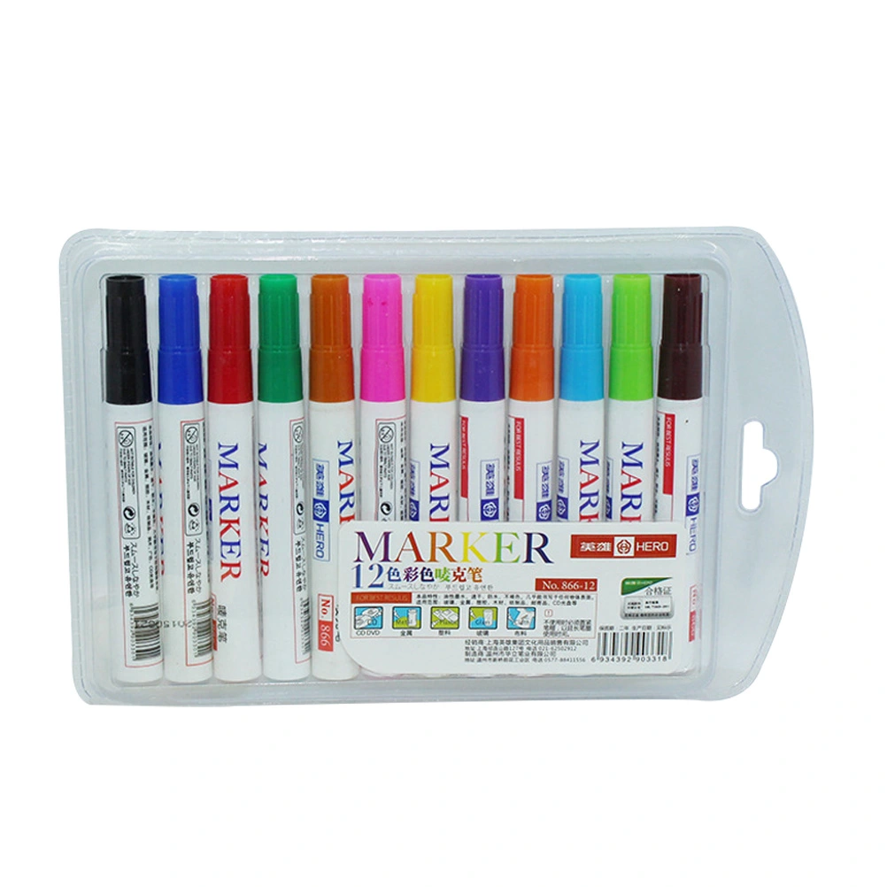 12Pcs Oil Based Paint Marker Children Art Painting Pen Colorful Mark Pens