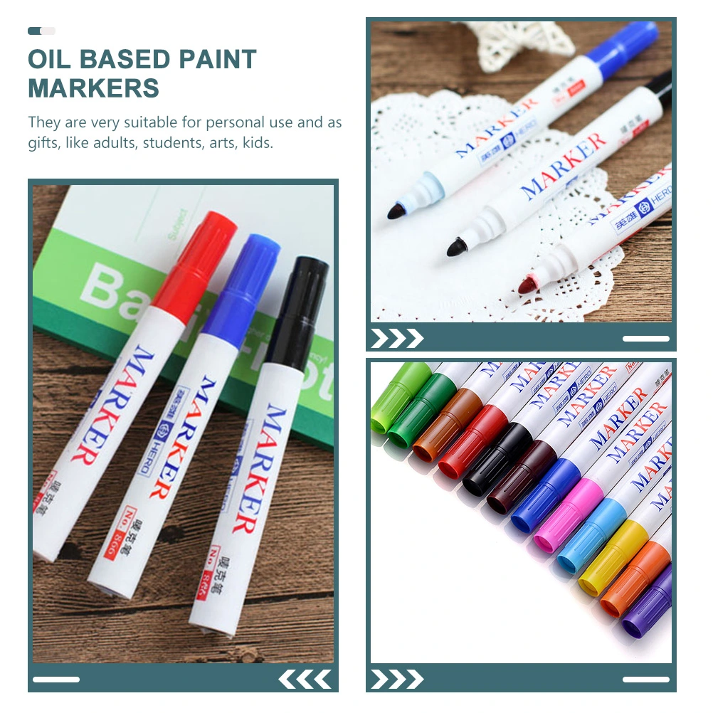 12Pcs Oil Based Paint Marker Children Art Painting Pen Colorful Mark Pens