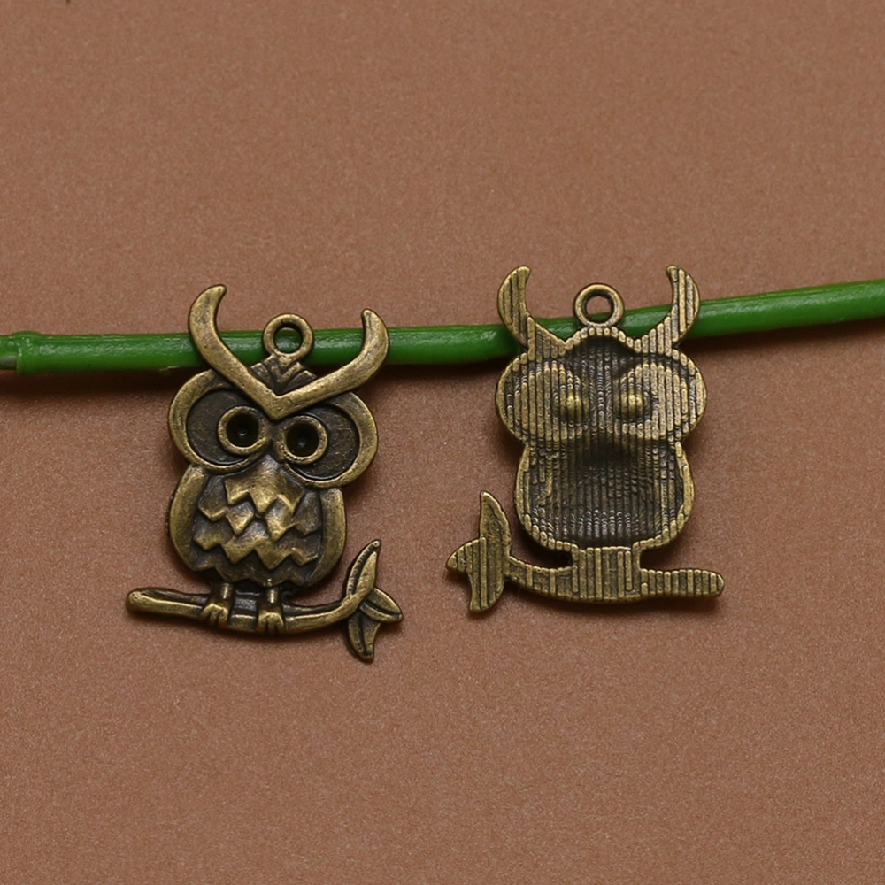 20pcs Alloy Owl Shape Pendants Charms DIY Jewelry Making Accessory for Necklace Bracelet (Bronze)