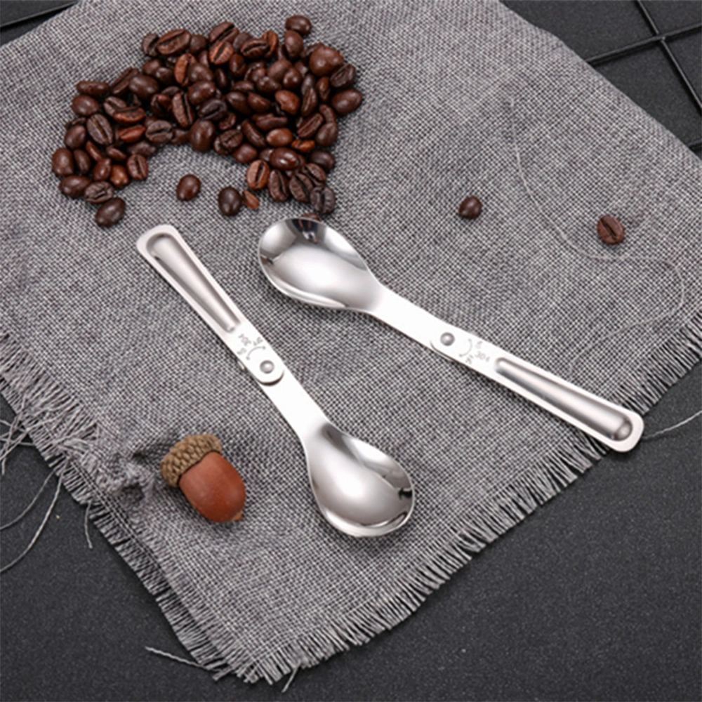 5 Pcs 304 Folding Stainless Steel Spoon Creative Portable Spoon Two Sections Spoon Folding Coffee Spoon Tableware (Silver)