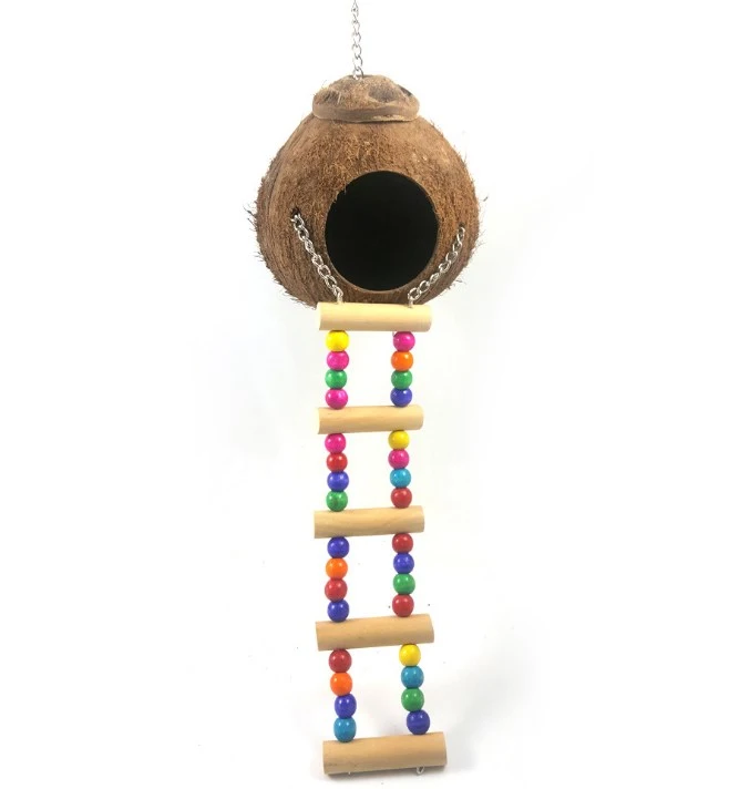 Hanging Coconut Reptile House Coconut Shell Reptile Nest Hanging Reptile House with Ladder