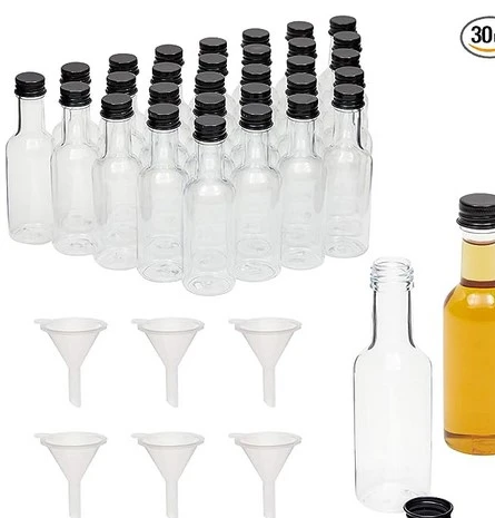 1 set of Mini Liquor Bottles with Funnels Empty Seasonings Bottles Transparent Wine Bottles