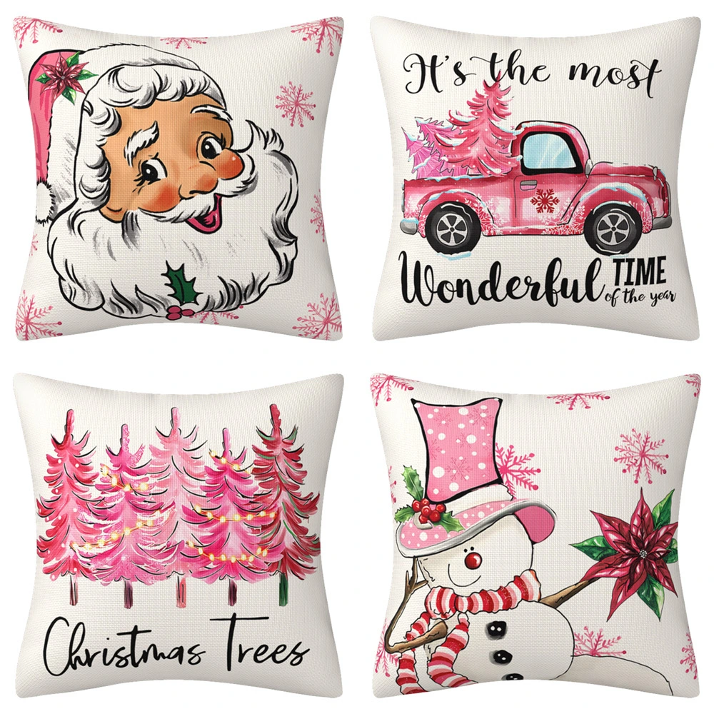 4pcs Christmas Themed Pillow Case Throw Pillow Covers Christmas Pillow Covers Practical Pillowcases