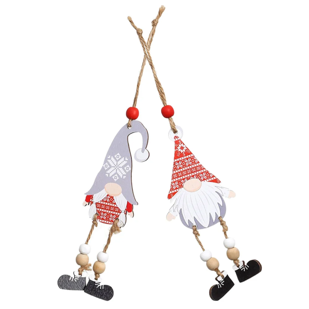 2pcs Wood Gnome Cutouts Hanging Ornaments Christmas Tree Hanging Decors