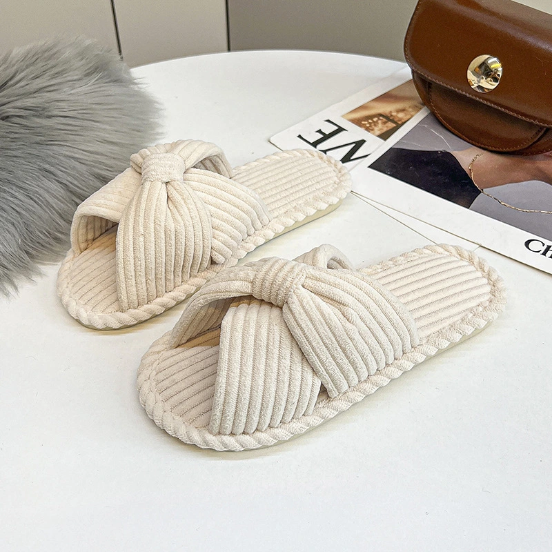 1 Pair Furry House Slippers Anti-Skid Sole Women Comfy Furry Slipper for Autumn Winter