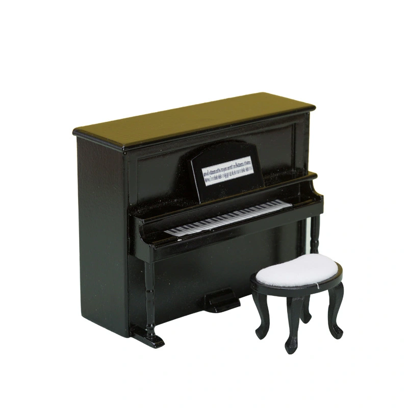 1 Set of Miniature Piano and Stool Miniature House Furniture Model Mini House Piano Stool Figurine