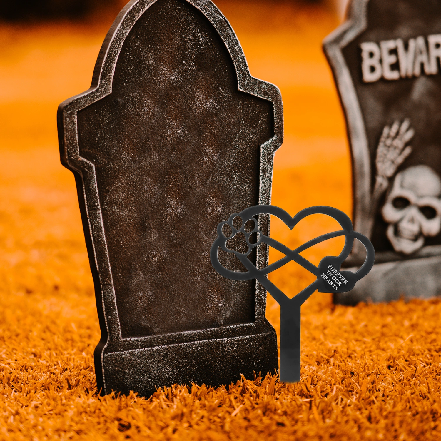 Cemetery Heart Shaped Stake Decorative Metal Memorial Stake Yard Stake Sign Cemetery Decor