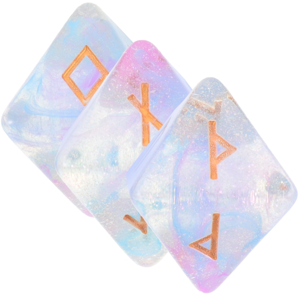 3Pcs Polyhedral Dices Rune Resin Dices Constellation Game Dices Retro Hand Plaything