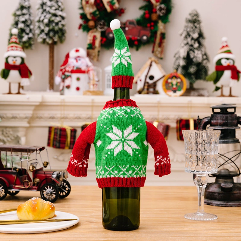 1 Set of Xmas Wine Bottle Covers Xmas Party Favors Decorative Wine Bottle Cloth Cover for Christmas