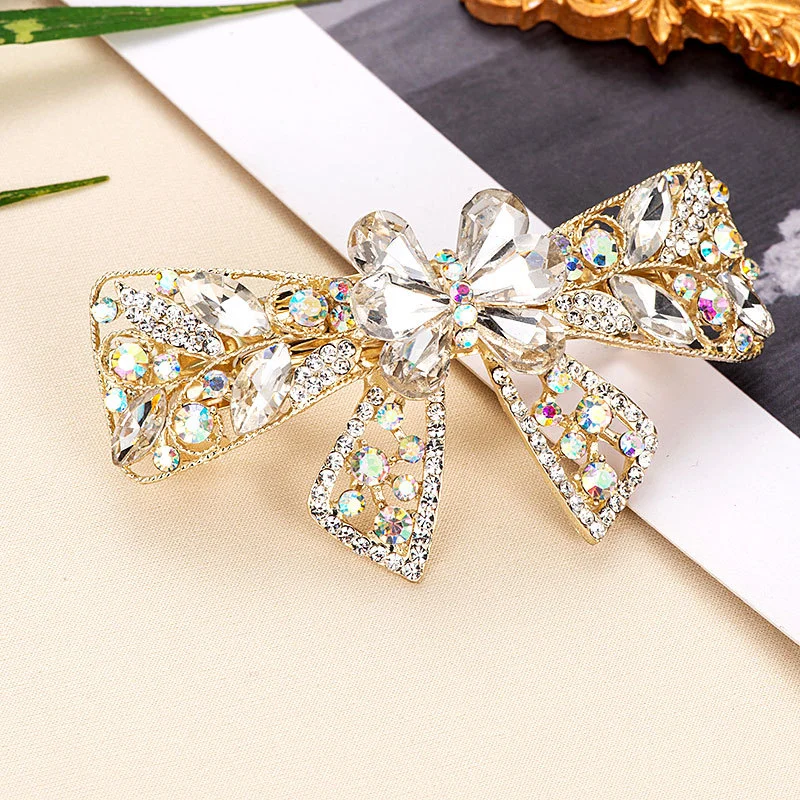 Hair Clip Large Hairpin Bow Hair Clip Spring Hair Clip Rhinestone Hair Clasp Accessory for Thick Fine Hair