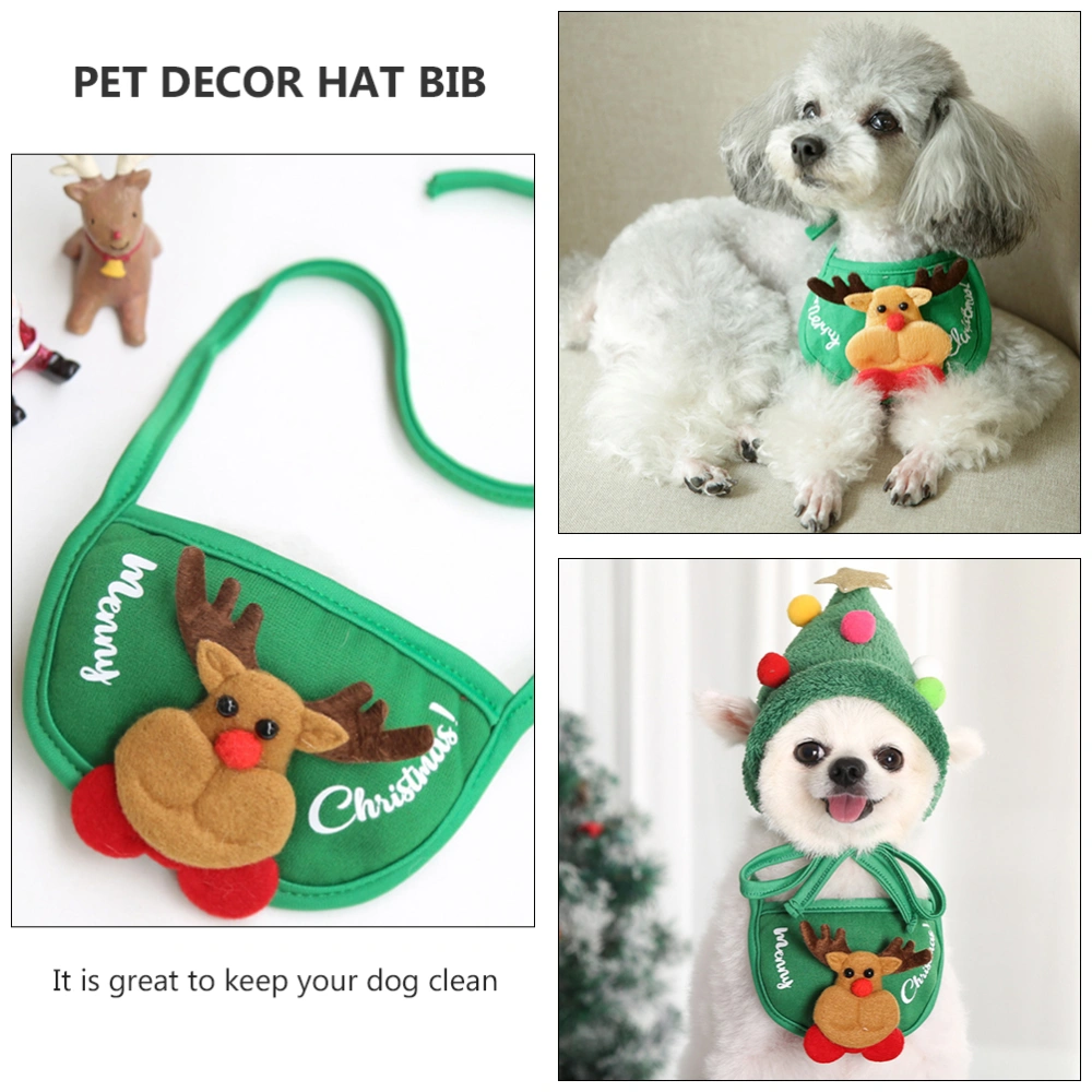 1 Set Xmas Pattern Pet Saliva Towel Pet Decorative Hat Dog Cat Dressing Supplies