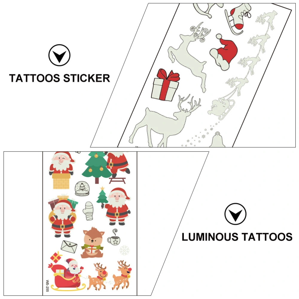 20 Sheets Christmas Tattoos Sticker Tattoos Decal Fluorescent Tattoos for Body