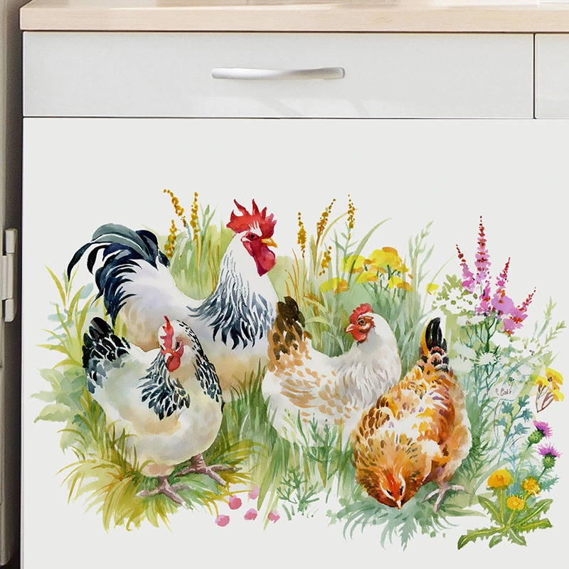 Self-adhesive Wall Sticker Rooster On The Grass Sticker Decorative Wall Decal Rustic Rooster Wall Decor