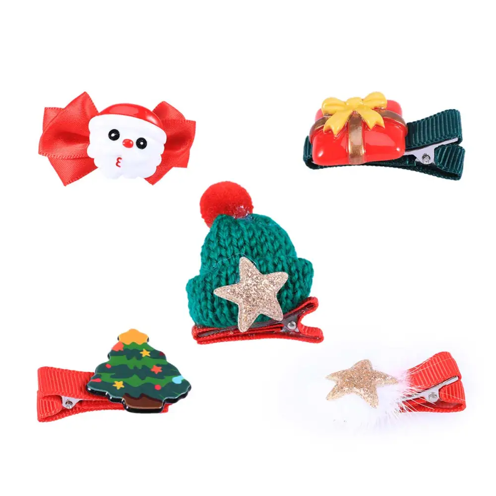 5pcs Lovely Christmas Themed Hair Clips Barrettes Hair Accessories for Toddlers Girls Children Kids Teens