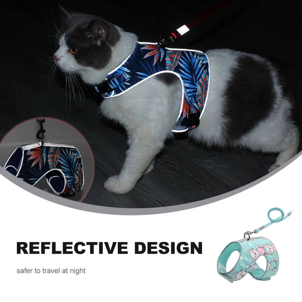 Escape Proof Cat Harness with Leash Adjustable Mesh Best for Walking (Random Style)