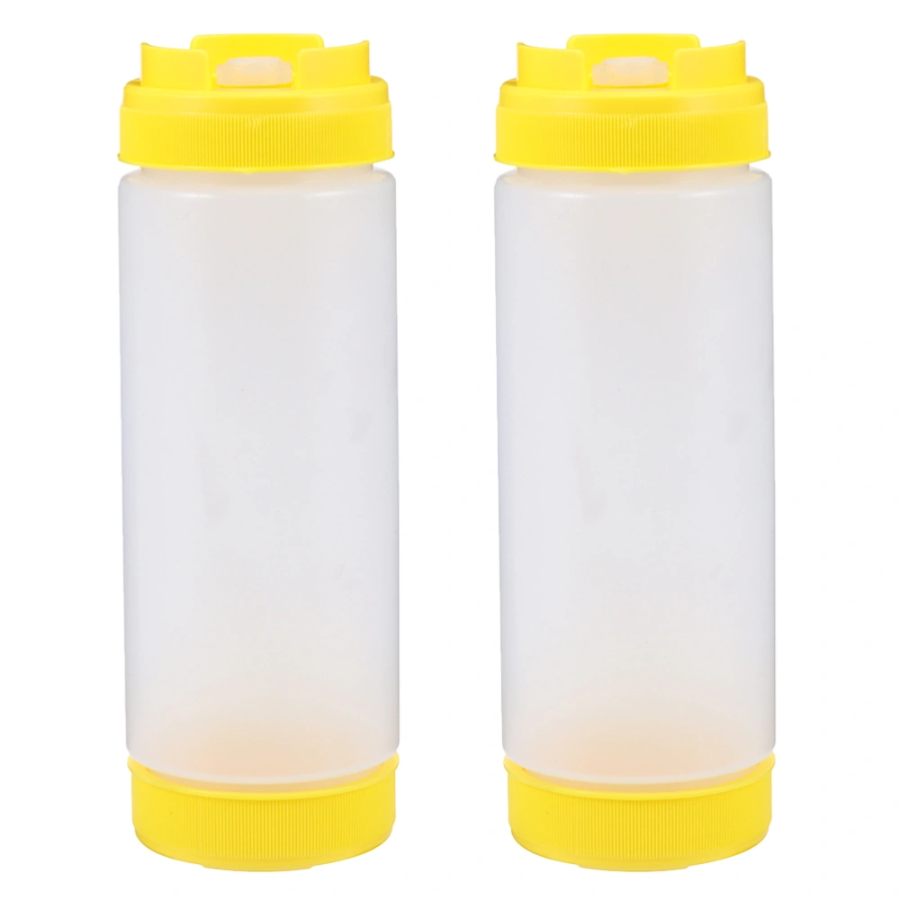 2Pcs Plastic Sauce Bottles Two-headed Squeeze Bottles Tomato Catchup Dispenser