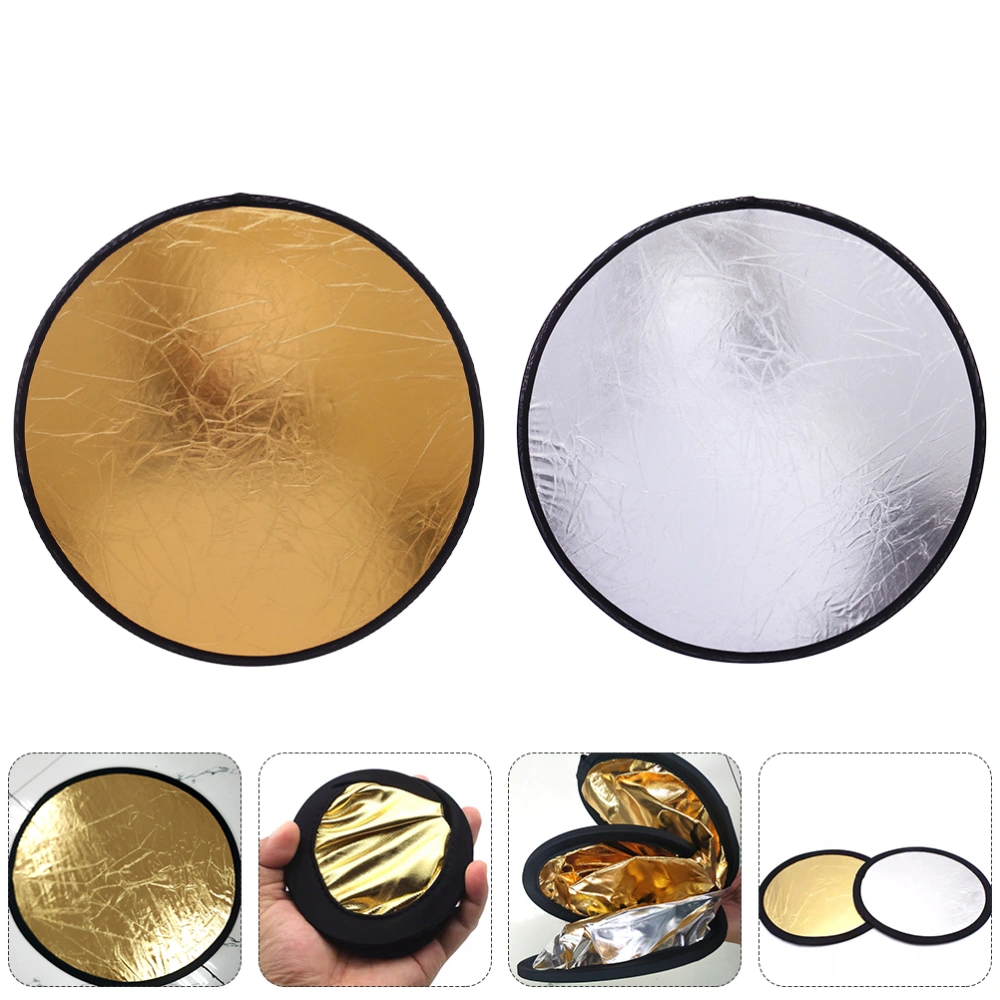 2Pcs Studio Photography Reflector 2 in 1 Gold and Silver Light Reflector Disc