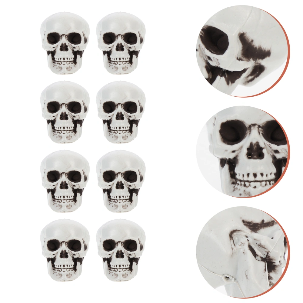 8Pcs Halloween Skull Head Ornament Creepy Skull Head Model Party Accessories