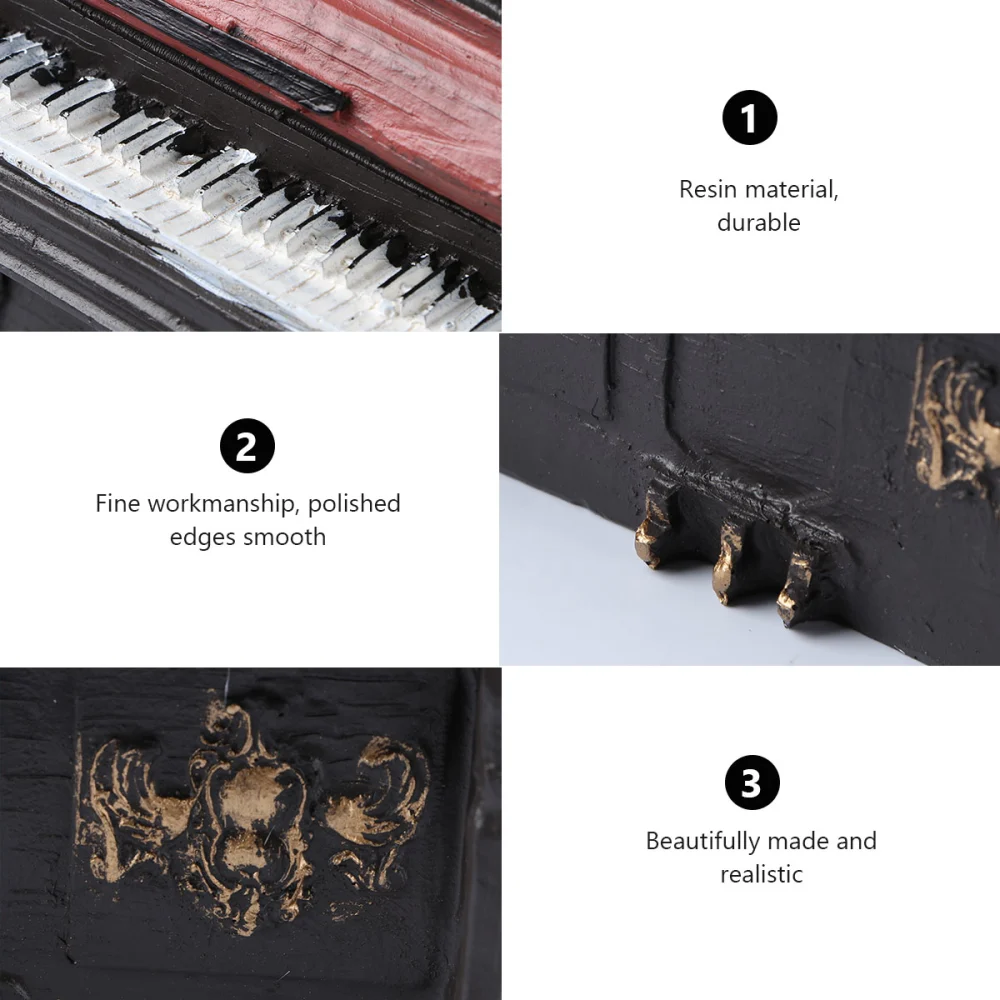 1PC Creative Vintage Piano Model Resin Desktop Display Ornament Craft for Home Office Decoration