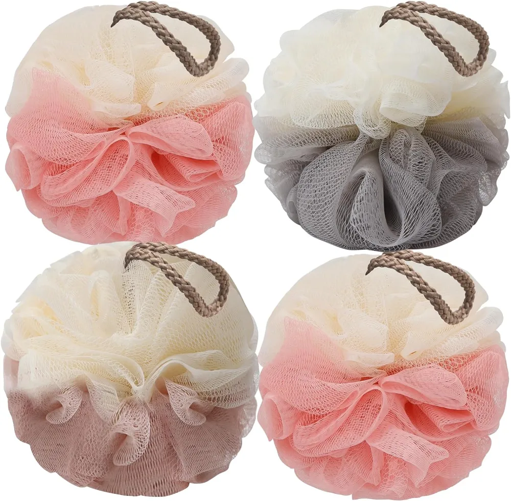 4pcs Shower Balls Body Scrubber Soft Bath Ball Shower Sponge Body Wash Scrubber