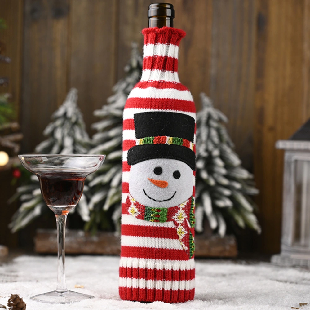 2pcs Christmas Striped Knitted Wine Bottle Sleeve Wine Bottle Bag Assorted Color