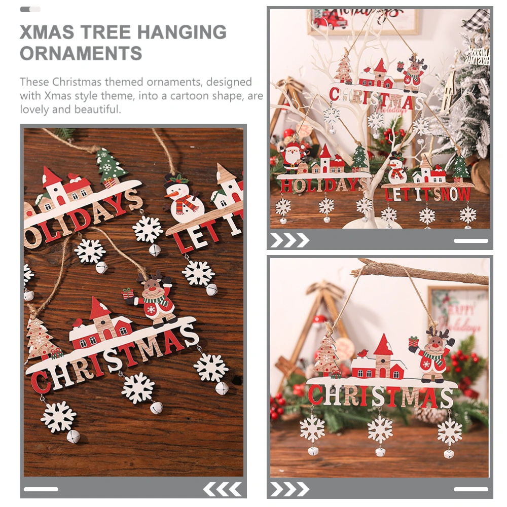 3pcs Xmas Welcome Ornaments Christmas Hanging Ornaments Xmas Tree Hanging Wooden Ornaments