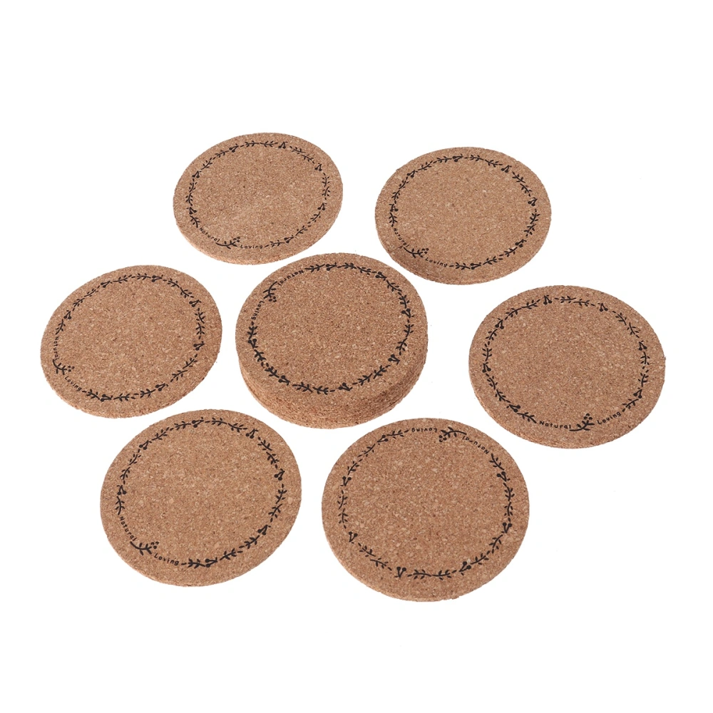 10PCS 10CM Cork Table Mat Heat-Resistant Round Coaster for Cup Glass Tableware - Flower (S)