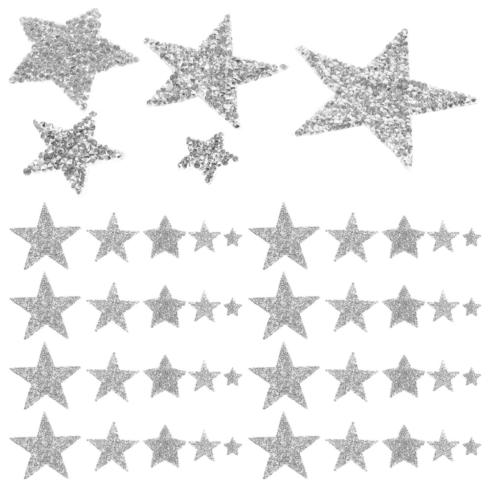 50Pcs Iron On Patches Rhinestone Star Patches Glitter Patches Clothing DIY Patches Applique Patches