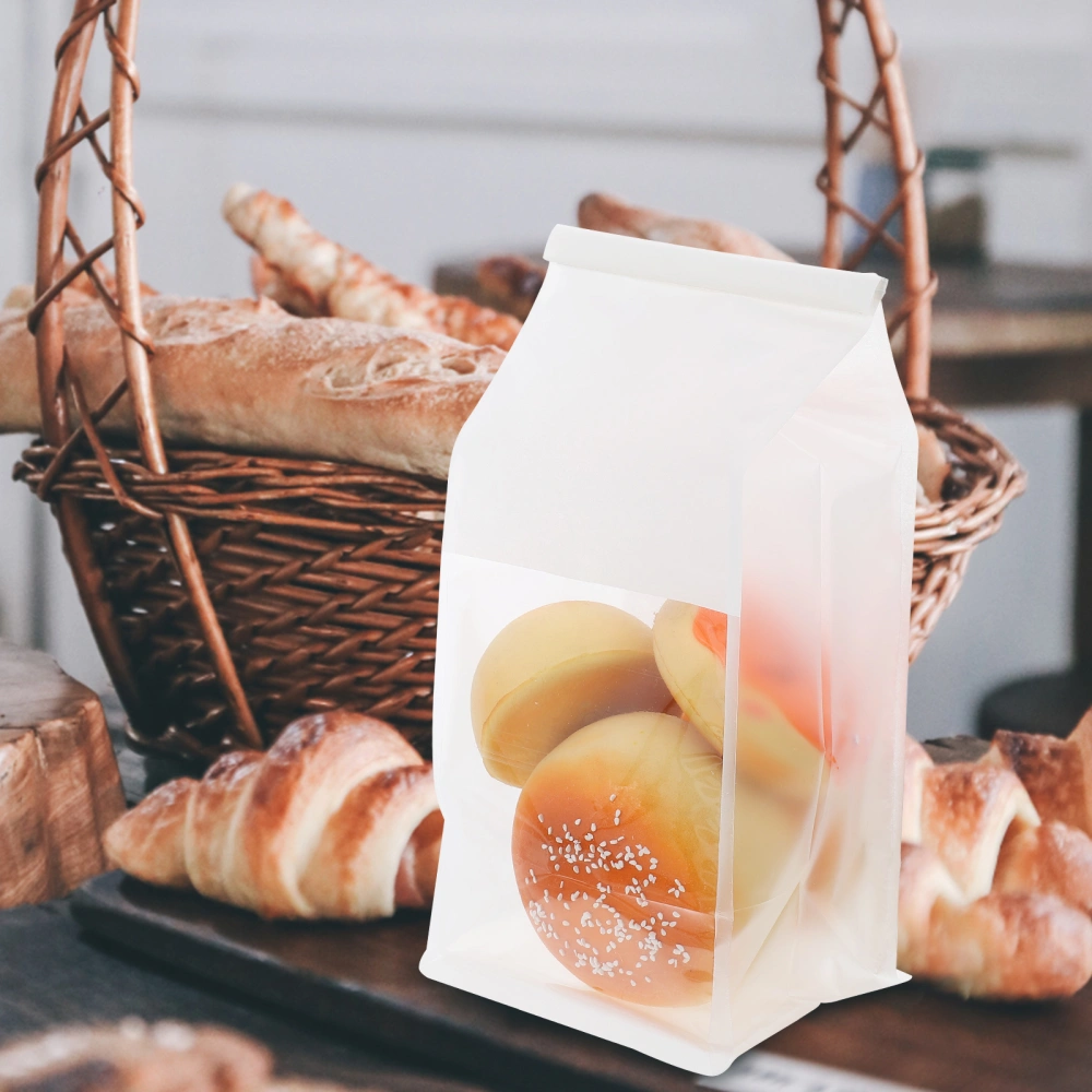 50Pcs Kraft Paper Bread Bags Bread Wrapping Bags Bread Bags with Clear Window Cookie Bags