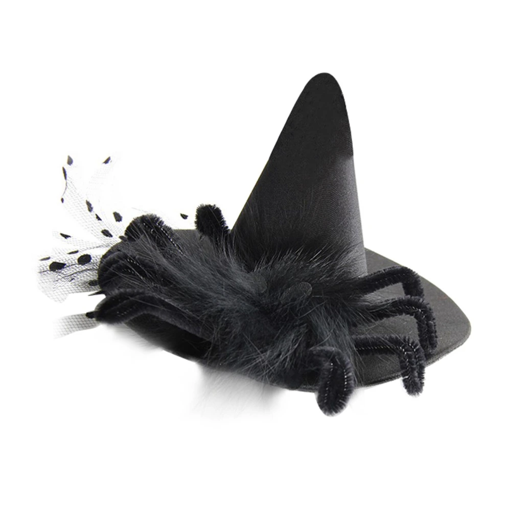 1pc Black Spider Witch Hat Hairpin Goth Hair Accessory Gauze Sexy Head Decor