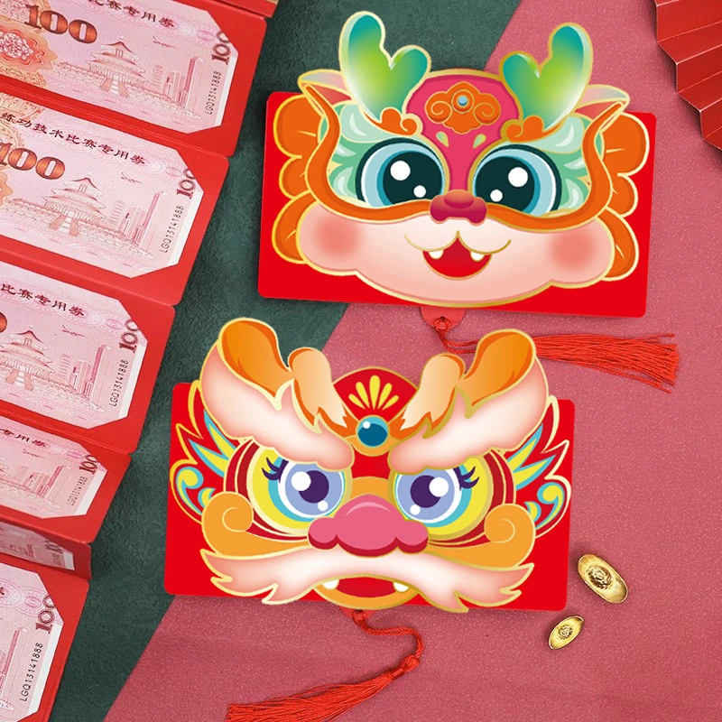 4pcs Chinese New Year Red Envelopes Spring Festival Lucky Money Pocket Cute Red Bag