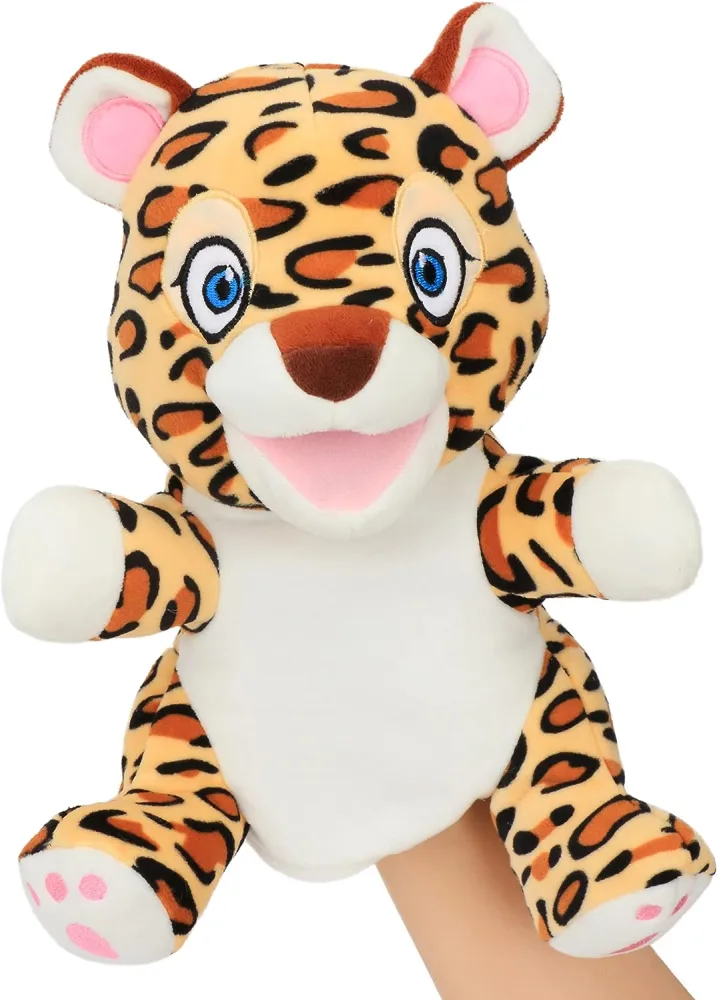 Cartoon Leopard Hand Puppet Plush Wild Animal Hand Puppet Lovely Stuffed Animal Hand Toy