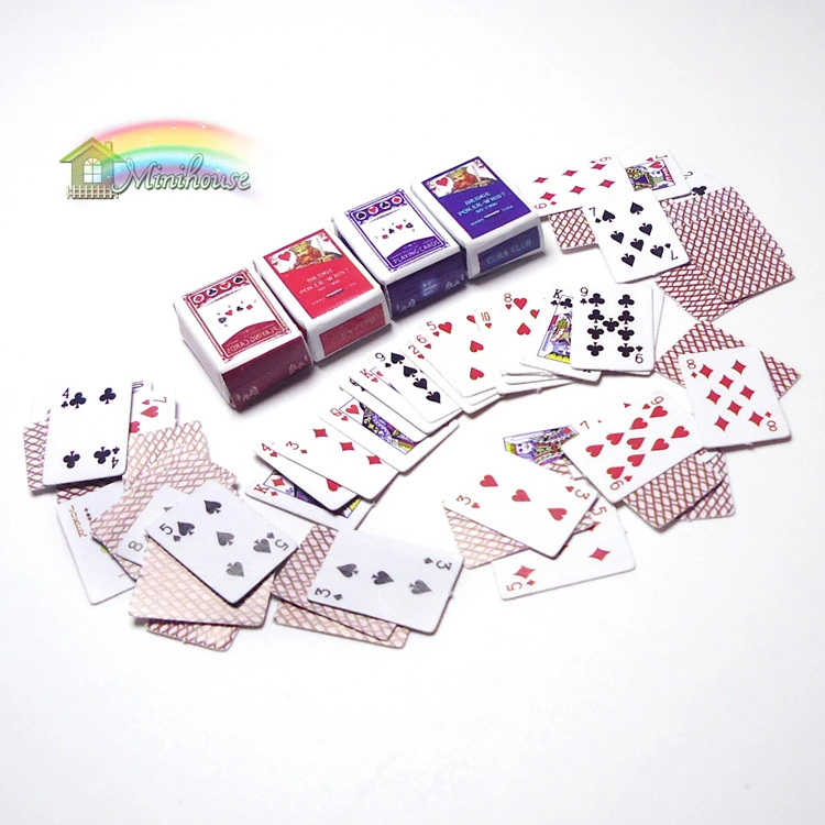 2 sets of Mini House Play Cards Doll House Miniatures Toy Kids Pretend Play Cards Miniature Poker Card Random Color