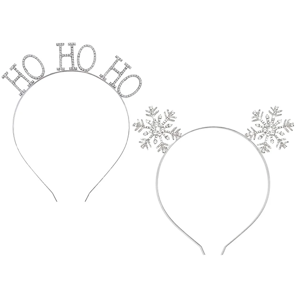 2Pcs Exquisite Xmas Snowflake Hairband Ornaments Snowflake Christmas Head Hoops