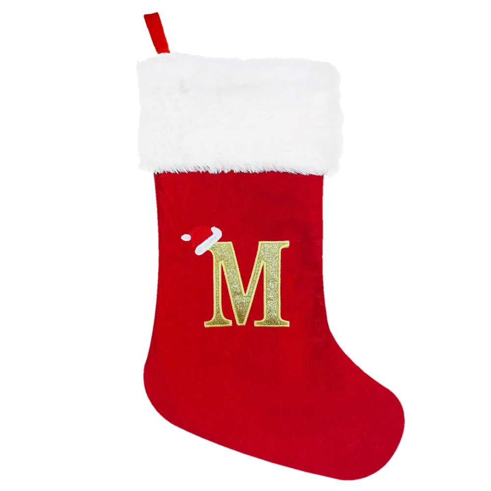 Xmas Letter Stocking Christmas Letter Sock Decorative Xmas Stocking Xmas Party Sock (Letter M)