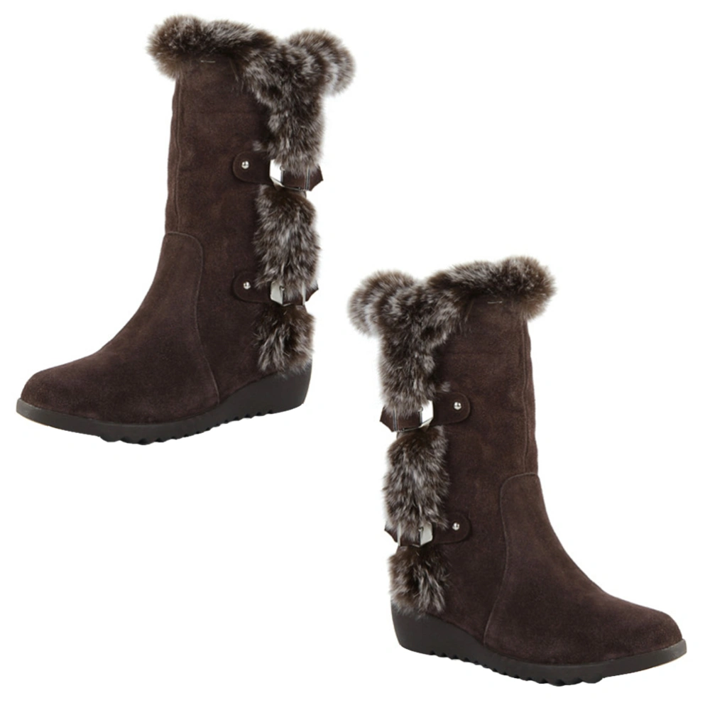 1 Pc Autumn Winter Women Middle Tube Plush Boots Winter Shoes(Size 38)