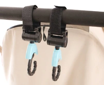 2 pcs Universal Stroller Hooks Rotating Stroller Hooks Hanging Bag Stroller Hooks