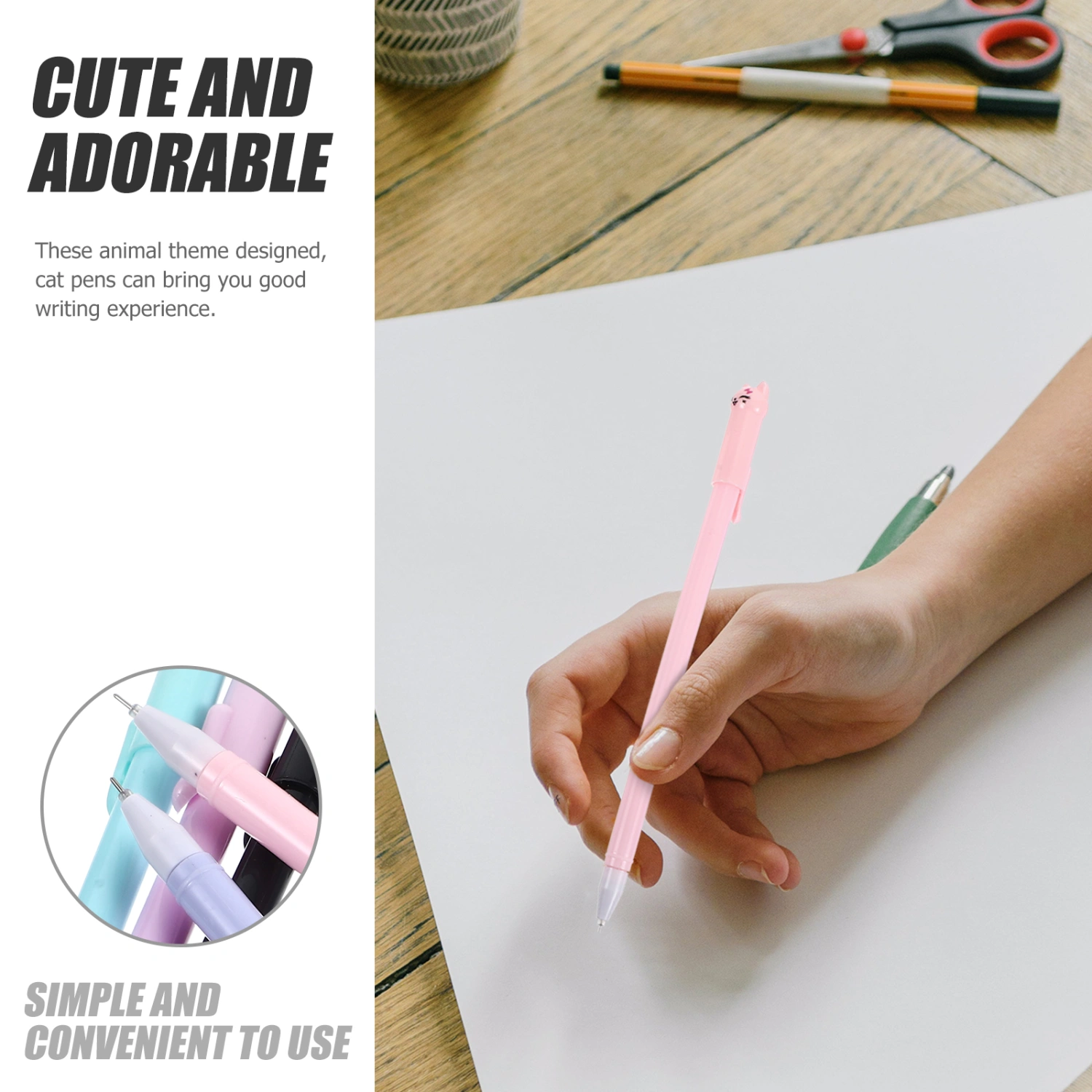 6 pcs Cute Pen Cat Gel Pen Writing Ink Pen Students Gel Pens Cartoon Pens for Home