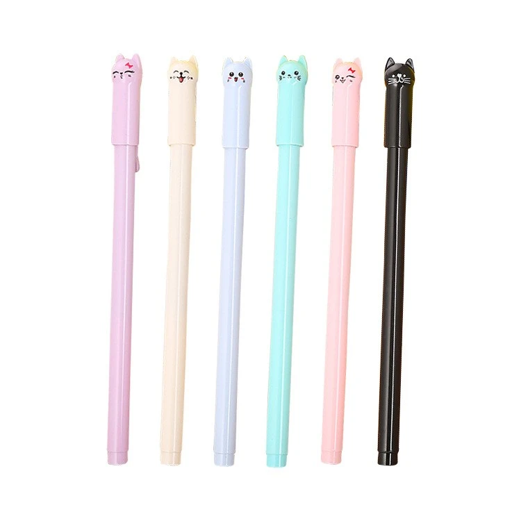 6 pcs Cute Pen Cat Gel Pen Writing Ink Pen Students Gel Pens Cartoon Pens for Home