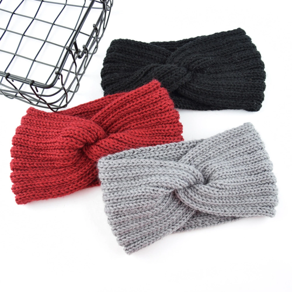 4PCS Knitting Knotted Cross Wide-edged Hair Band Female Ear Protection Headgear