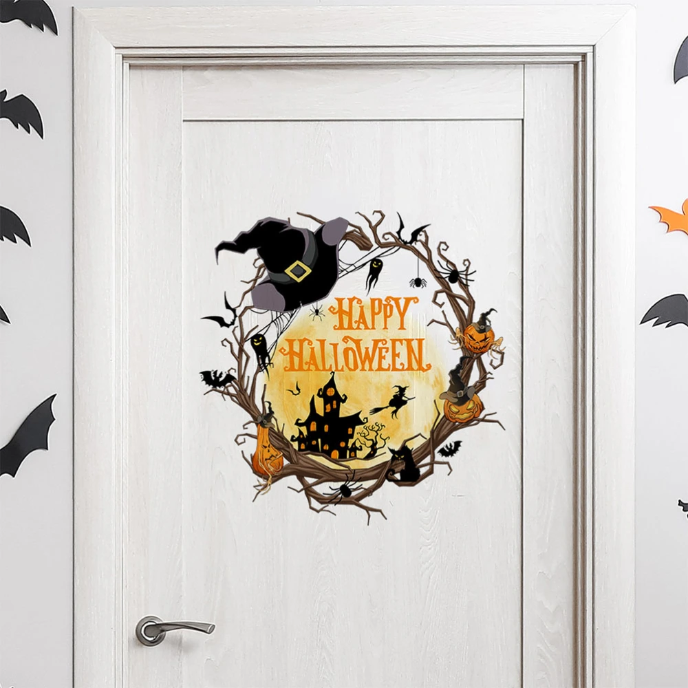 2Pcs Home Window Cling Halloween Elements Window Sticker Removable Wall Decal