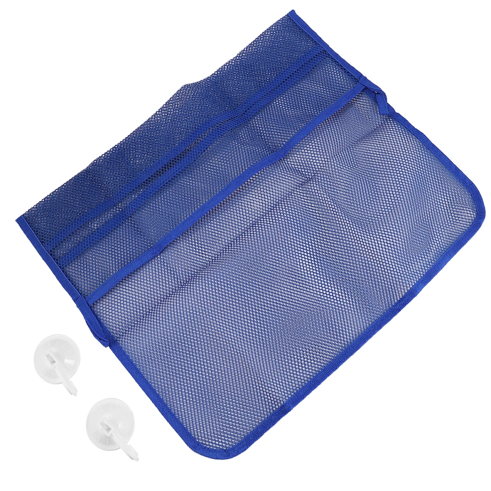 Baby Shower Hanging Storage Bag Clothes Storage Pouch Baby Toys Storage Pouch Mesh Sucker Storage Bag with Four Grids for Bathroom (Blue)