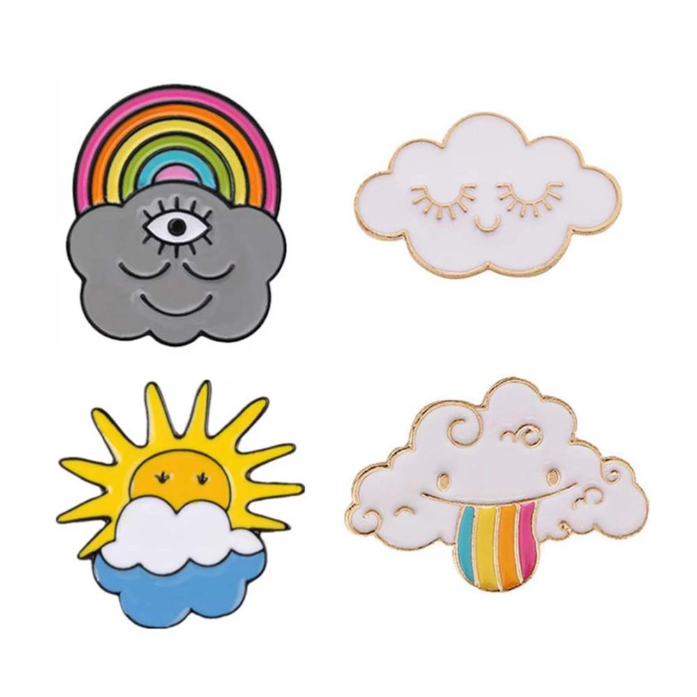 4PCS Adorable Cloud Rainbow Brooch Creative Cloud Rainbow Breastpin Cartoon Cloud Rainbow Badge Decor Delicate Clothing Decor Supplies for Girl Kids Lady Decor